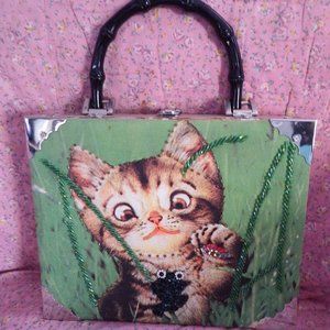 Cigar Box Handbag  Kitten Adorable Kitten in The Grass with Shoulder Strap